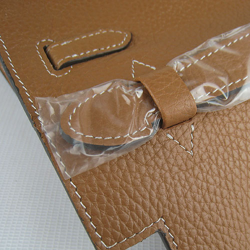 AAA Hermes Kelly 22 CM France Leather Handbag Light Coffee H008 On Sale